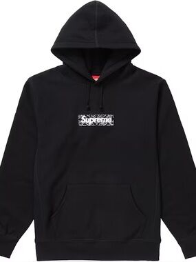 Supreme Bandana Box Logo Hooded Sweatshirt FW19 Hoodie - Black Size Medium